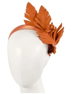 Max Alexander Orange Wool Felt Leaf Racing Fascinator J406OR