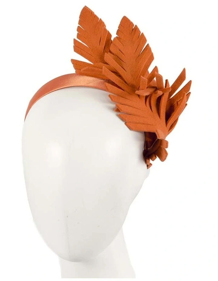 Max Alexander Orange Wool Felt Leaf Racing Fascinator J406OR image 1