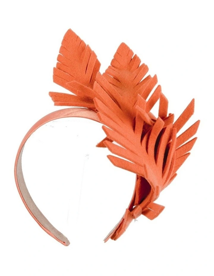 Max Alexander Orange Wool Felt Leaf Racing Fascinator J406OR image 2