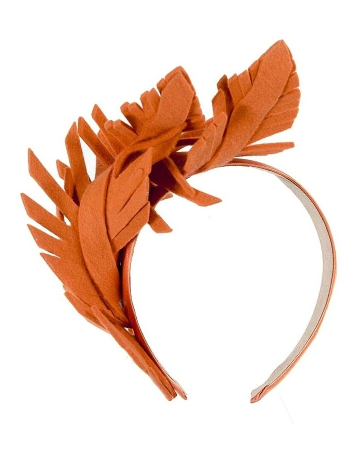 Max Alexander Orange Wool Felt Leaf Racing Fascinator J406OR image 4