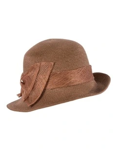 Cloche Hat With Bow MA895BR in Brown