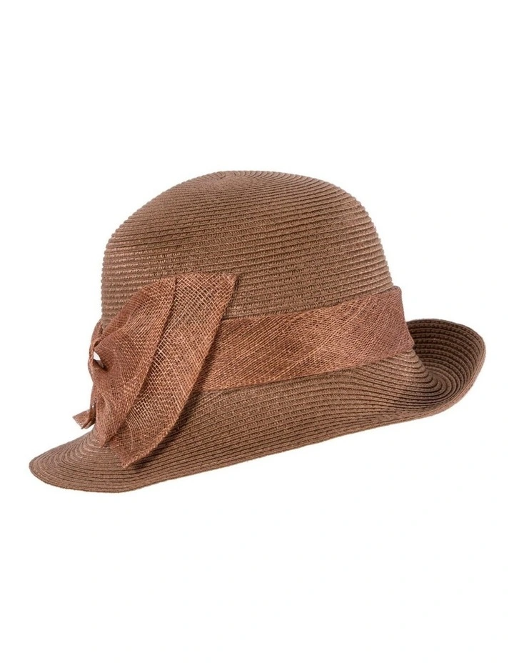 Cloche Hat With Bow MA895BR in Brown image 1