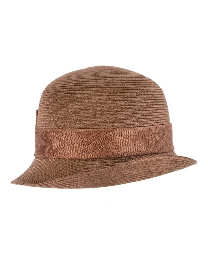 Cloche Hat With Bow MA895BR in Brown image 3