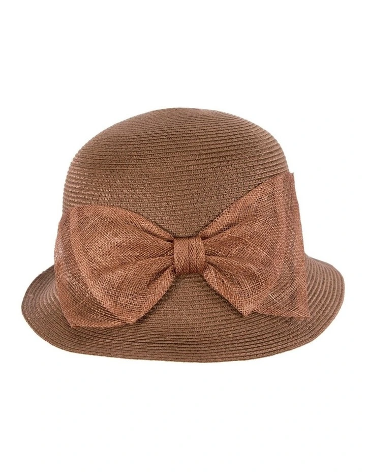 Cloche Hat With Bow MA895BR in Brown image 4