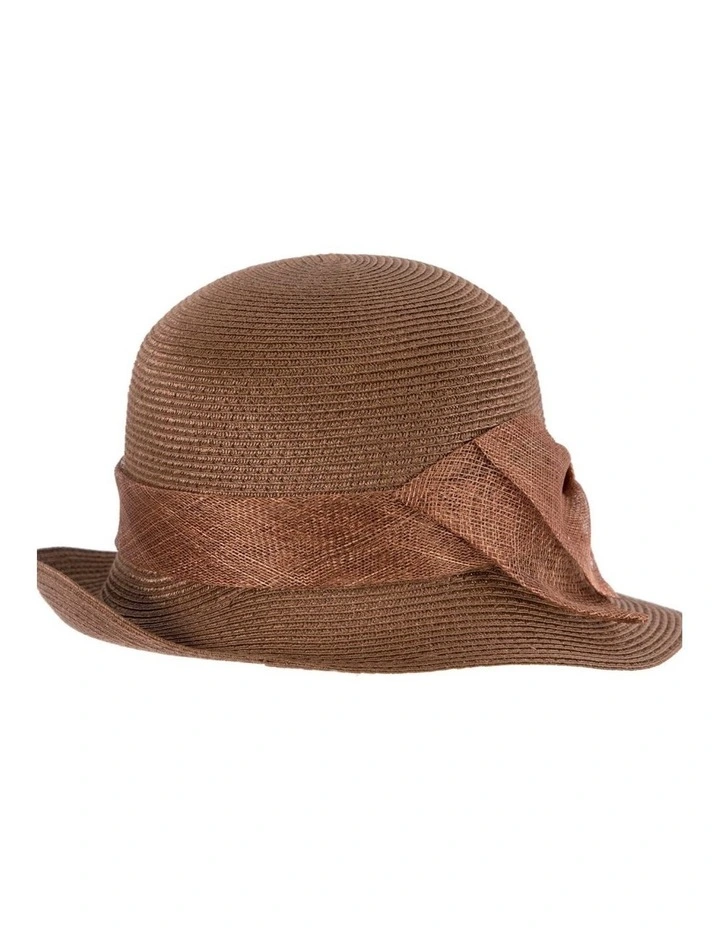 Cloche Hat With Bow MA895BR in Brown image 6