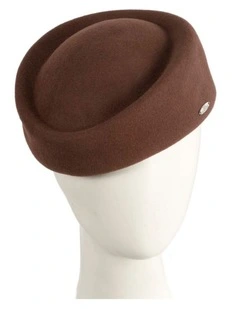 Max Alexander Classic Stewardess Felt Pillbox Hat J463BR - Brown