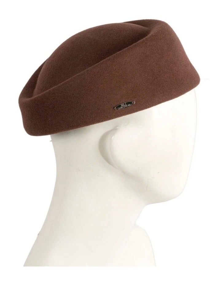 Classic Stewardess Felt Pillbox Hat J463BR in Brown image 3