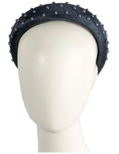 Max Alexander navy sinamay headband with pearls MA982N