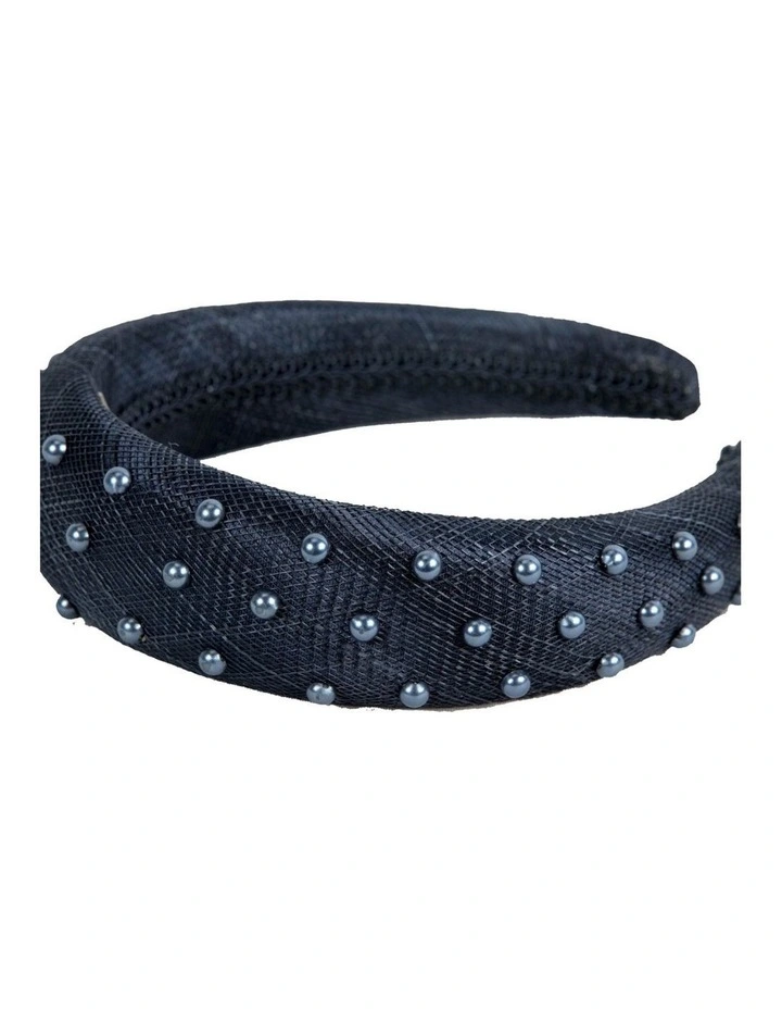 Max Alexander navy sinamay headband with pearls MA982N image 3