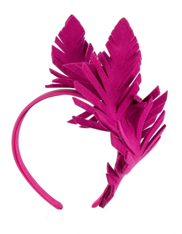 Max Alexander Fuchsia Felt Leaf Winter Racing Fascinator J406F image 2
