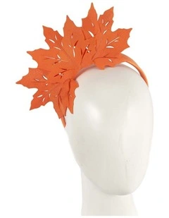 Max Alexander orange laser-cut maple leaf fascinator headband MA757O