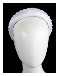 Max Alexander white sinamay headband with pearls MA982WHT