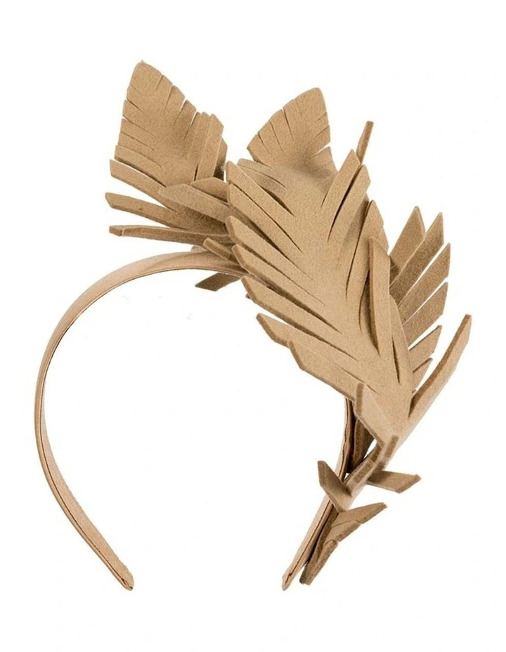 Max Alexander beige felt leaf winter racing fascinator J406OBE image 2