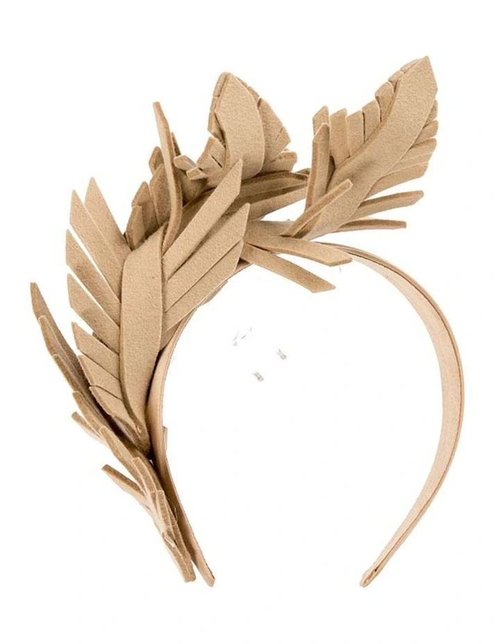 Max Alexander beige felt leaf winter racing fascinator J406OBE image 4