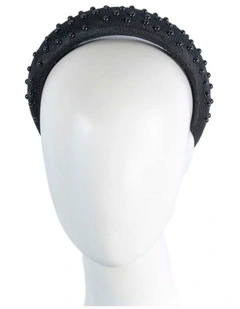 Max Alexander Black sinamay headband with pearls MA982B