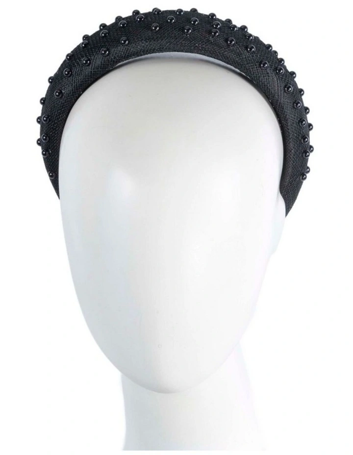 Max Alexander Black sinamay headband with pearls MA982B image 1