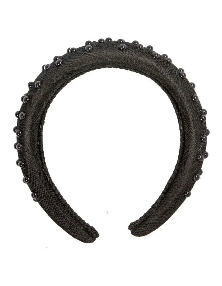 Max Alexander Black sinamay headband with pearls MA982B image 2