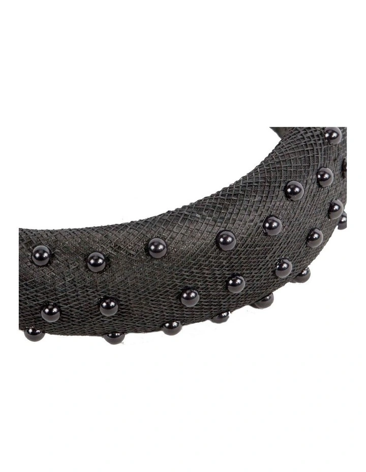 Max Alexander Black sinamay headband with pearls MA982B image 3