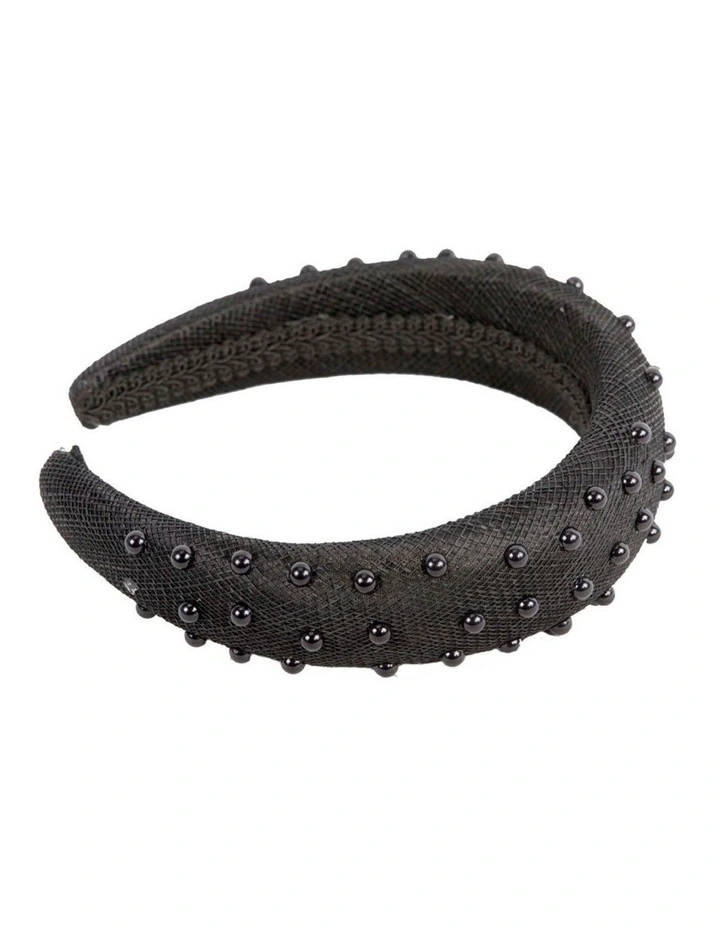 Max Alexander Black sinamay headband with pearls MA982B image 4