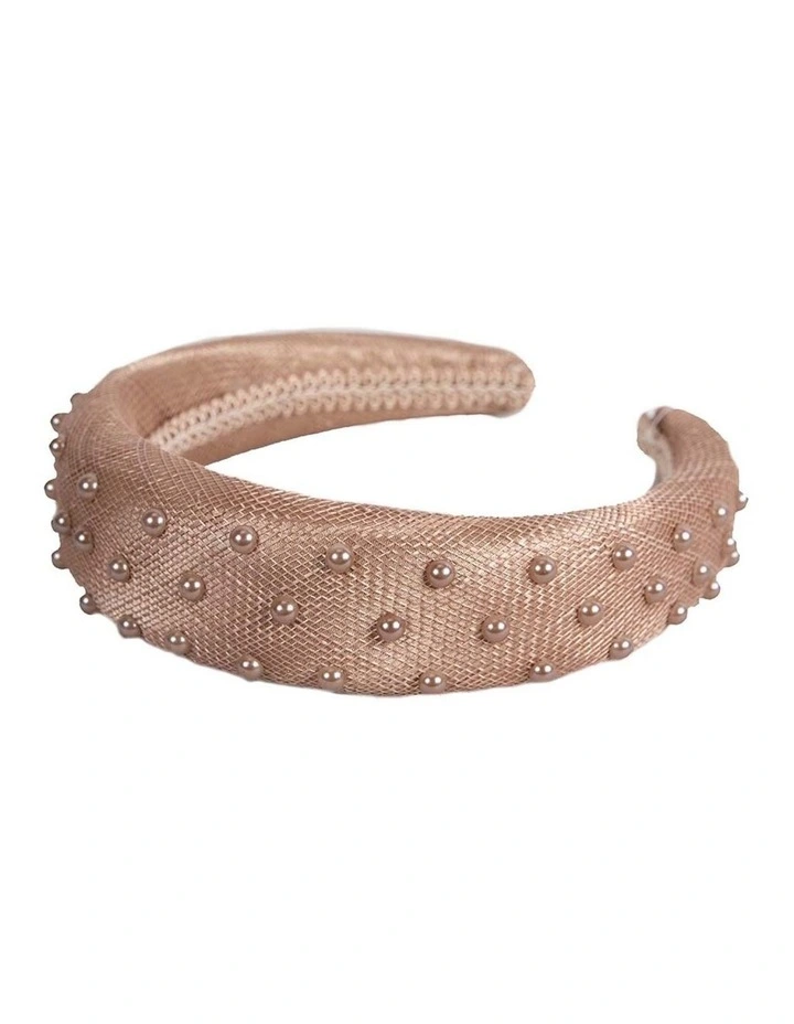 Max Alexander Taupe Sinamay Headband with Pearls MA982TP image 4