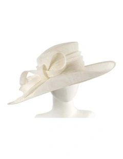 Max Alexander wide brim cream sinamay racing hat MA900C