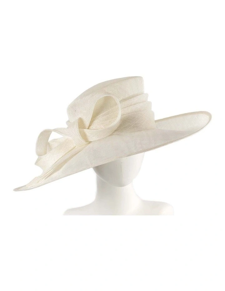 Max Alexander wide brim cream sinamay racing hat MA900C image 1