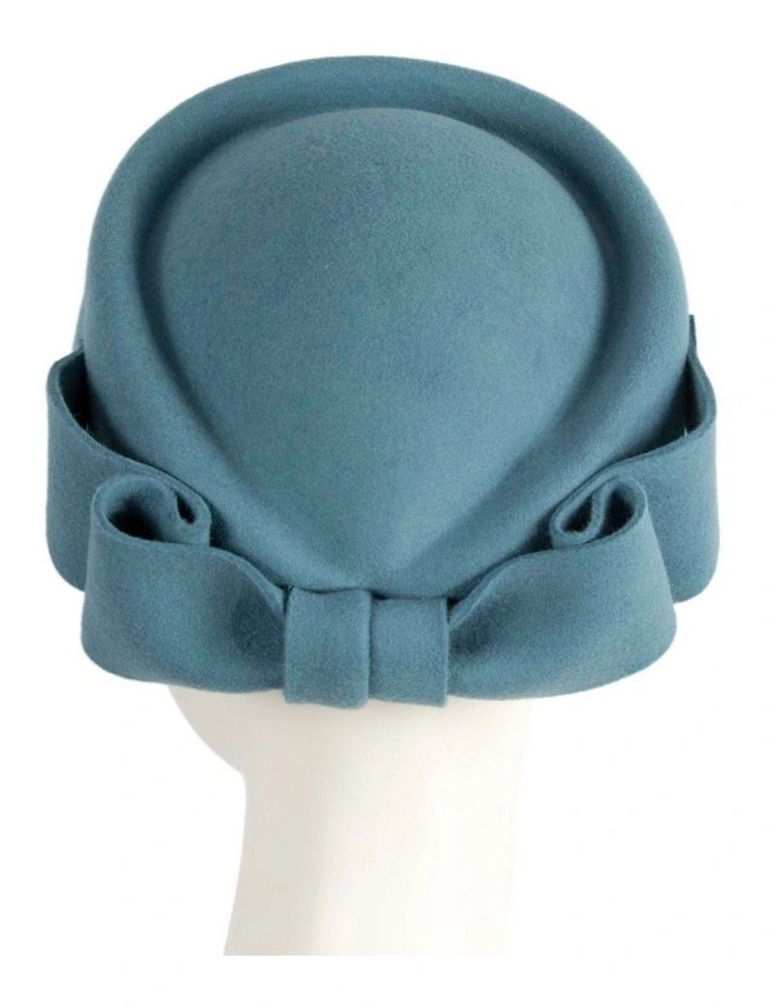 Classic Racing Style J460BG Felt Pillbox Hat in Blue-Grey image 2