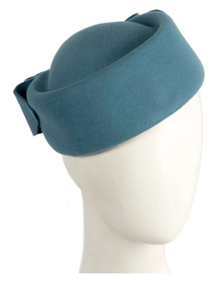 Classic Racing Style J460BG Felt Pillbox Hat in Blue-Grey image 3