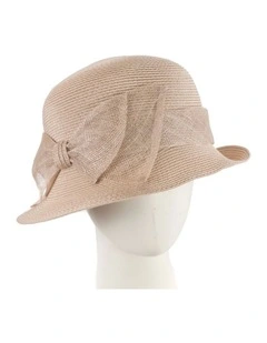 Max Alexander beige cloche hat with sinamay bow MA895BE