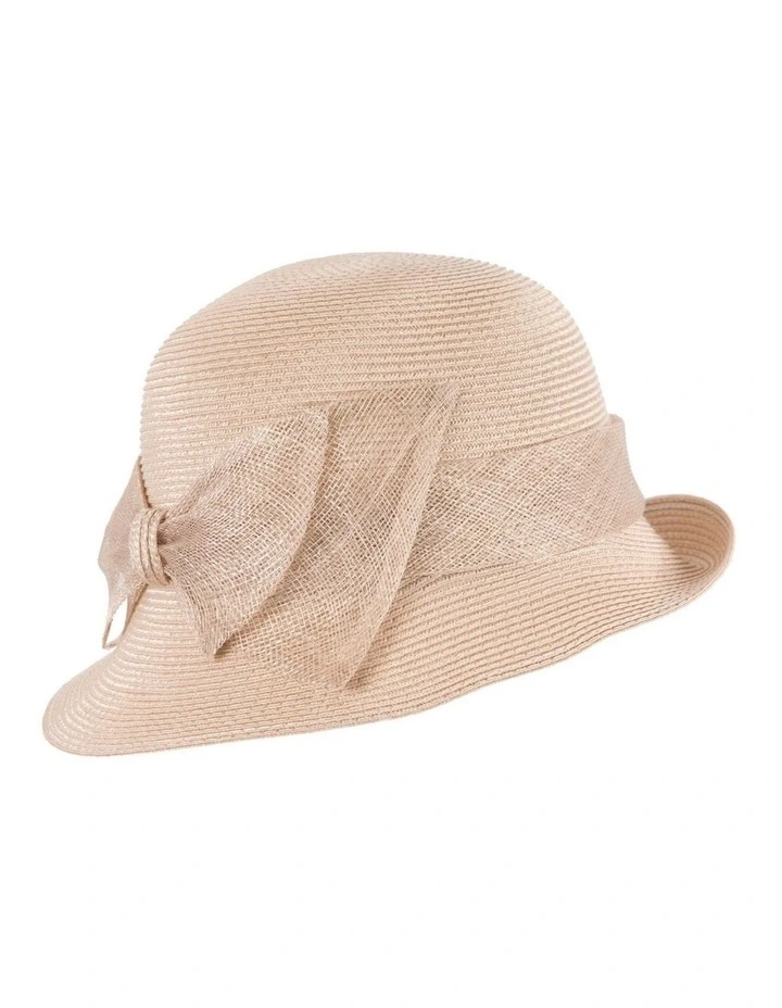 Max Alexander beige cloche hat with sinamay bow MA895BE image 2