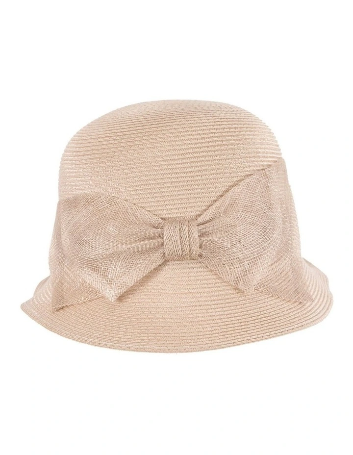 Max Alexander beige cloche hat with sinamay bow MA895BE image 4