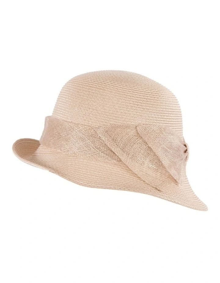 Max Alexander beige cloche hat with sinamay bow MA895BE image 6