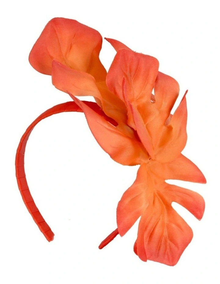 Max Alexander orange monstera leaf fascinator MA879OR image 2