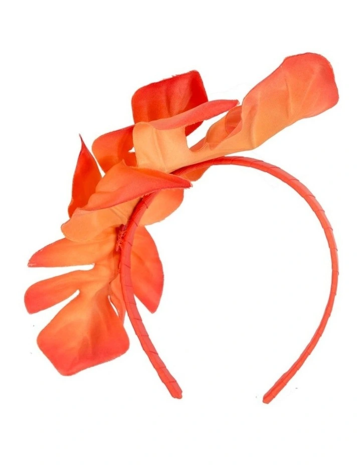 Max Alexander orange monstera leaf fascinator MA879OR image 4