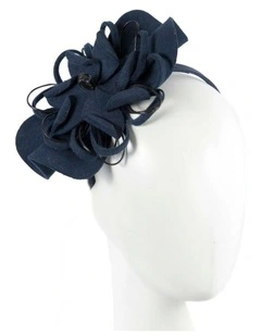 Max Alexander navy felt flower racing fascinator J357N
