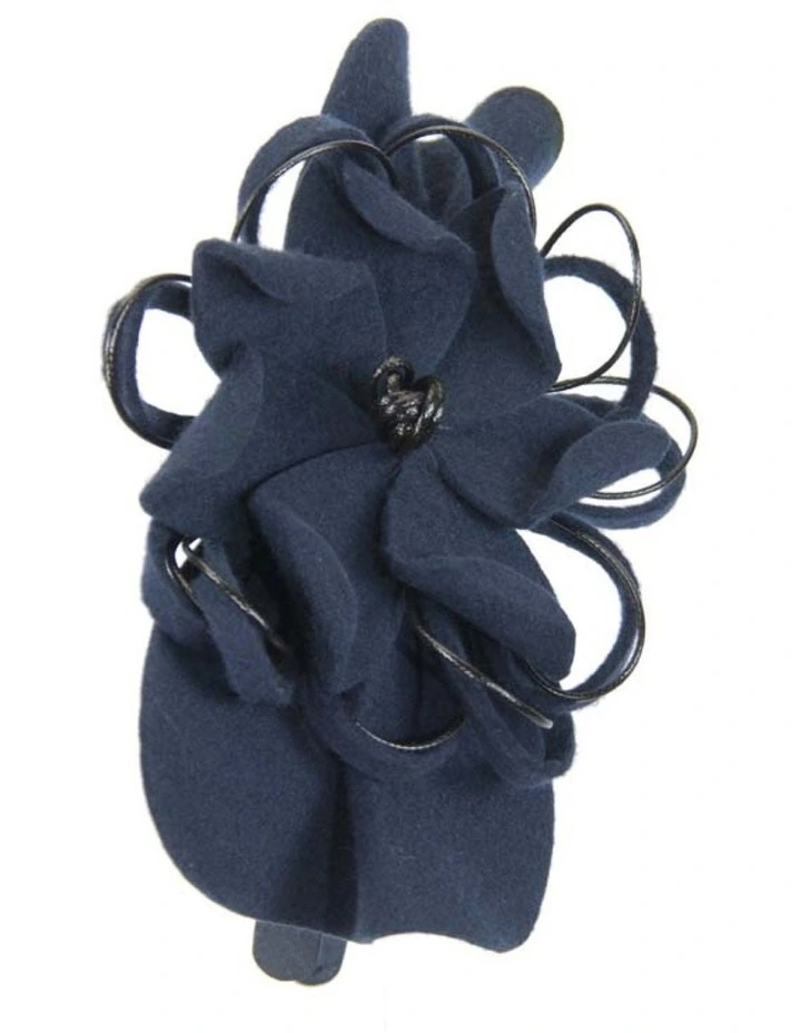 Max Alexander navy felt flower racing fascinator J357N image 5