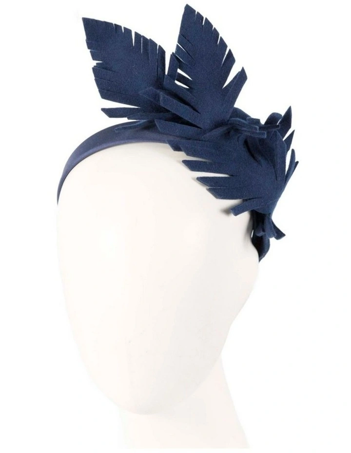 Max Alexander navy felt leafs winter racing fascinator J406N image 1