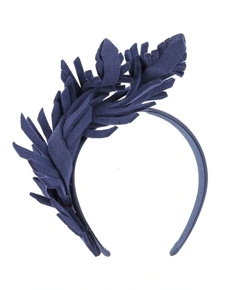 Max Alexander navy felt leafs winter racing fascinator J406N image 4