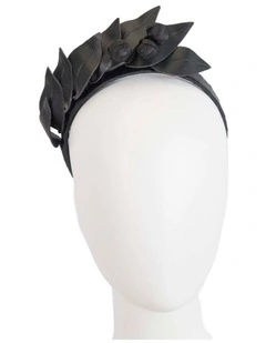 Max Alexander MA851B black sculptured faux leather headband fascinator