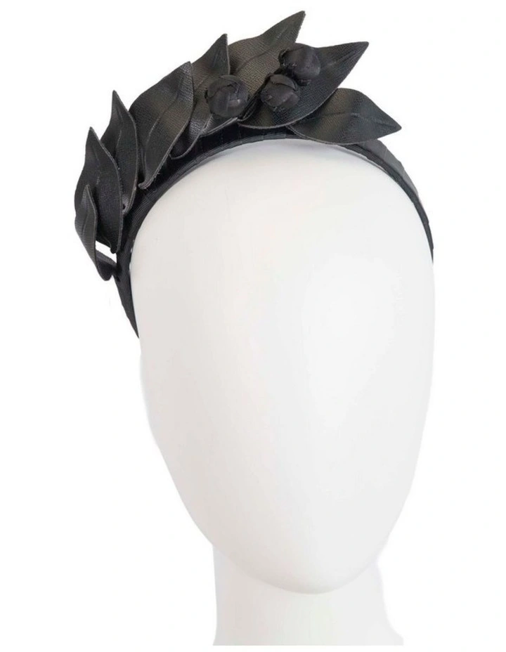 Max Alexander MA851B black sculptured faux leather headband fascinator image 1