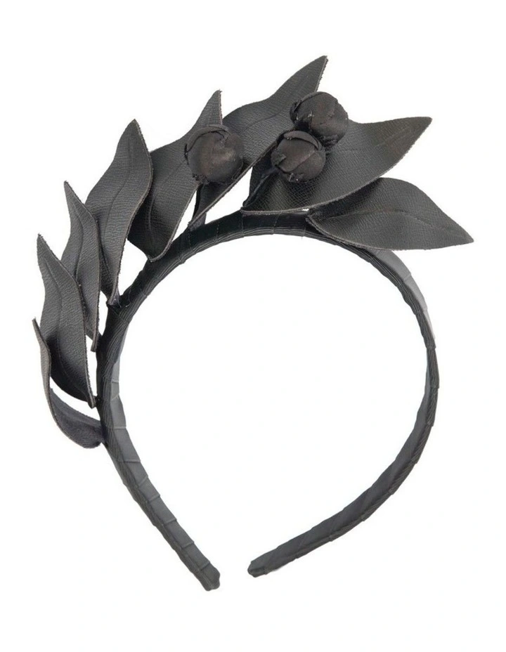 Max Alexander MA851B black sculptured faux leather headband fascinator image 2