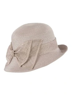 Cloche Hat With Sinamay Bow MA895S in Grey