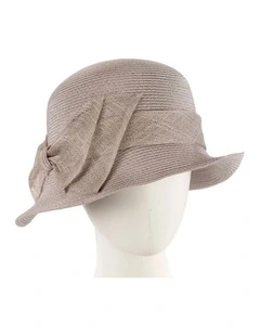 Max Alexander silver cloche hat with sinamay bow MA895S
