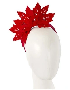 Max Alexander red laser-cut maple leaf fascinator headband MA757R