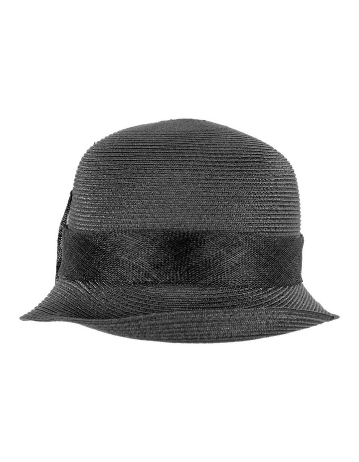 Max Alexander black cloche hat with sinamay bow MA895B image 3