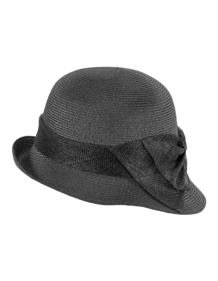 Max Alexander black cloche hat with sinamay bow MA895B image 6