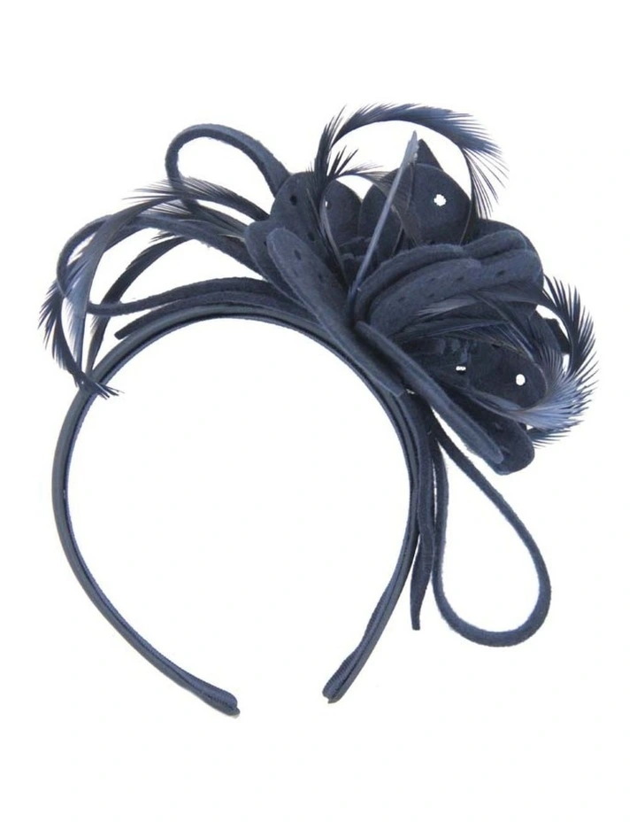 Max Alexander navy felt flower winter fascinator J361N image 2
