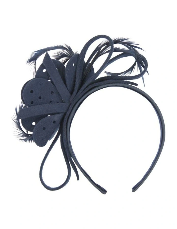 Max Alexander navy felt flower winter fascinator J361N image 4