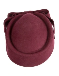 One Size Felt Pillbox Hat J460W in Red