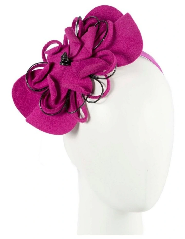 Max Alexander fuchsia felt flower racing fascinator J357F image 1